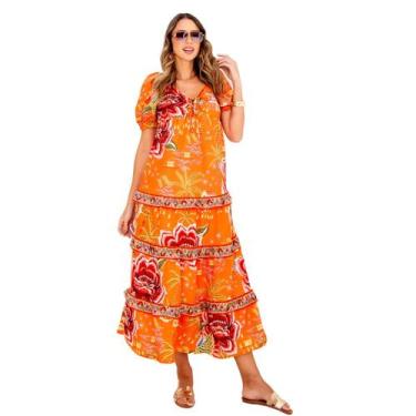 Imagem de Vestido feminino mid com  decote coração e lastex nas costas com manga