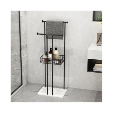 Imagem de Toalheiro de chão Toalheiro de banheiro moderno, piso simples, mármore, toalheiro de hotel de alta qualidade Toalheiro independente(Preto)