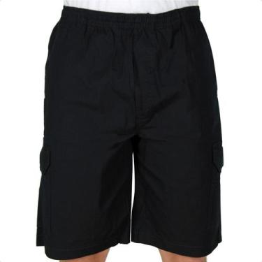 Imagem de Bermuda Cargo Sarja Masculina com Elástico - R7, G3, Preto