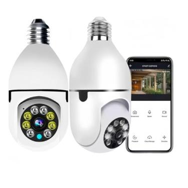 Imagem de Kit com 2 Câmeras Lâmpada IP WiFi Smart 1080p - Visão 360°, App Yoosee, Monitoramento Remoto HD