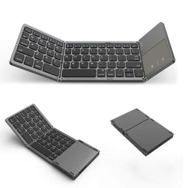 Imagem de Mini Teclado Bluetooth Dobrável com Fio USB - Portátil e Recarregável