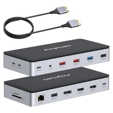 Imagem de Estação de ancoragem para laptop USB C 14 em 2 para MacBook Pro Air com tela tripla diferente, adaptador multiporta tipo C de monitor duplo 4K a 60Hz, 2 HDMI e DP, porta USB C/A, PD, Ethernet, SD/TF,
