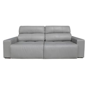 Imagem de Sofá Retrátil e Reclinável de Couro Atami 2,50 m Grizzy - Mempra Desig