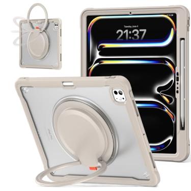 Imagem de Batianda Capa protetora para tablet iPad Pro de 11 polegadas 2024 com chip M4, leve, camada dupla, cantos duráveis que absorvem impactos com anel retrátil giratório de 360°, compartimento para caneta