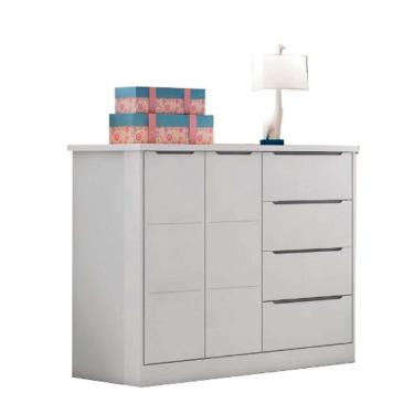 Imagem de Cômoda Infantil Eloá 2 pt 4 gv Branca e Cinza
