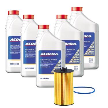 Imagem de Kit Troca De Oleo Com Filtro 5w30 Dexos Ecotec 1.6 1.8 16v Pecas Genuinas Gm Sonic /cruze /tracker