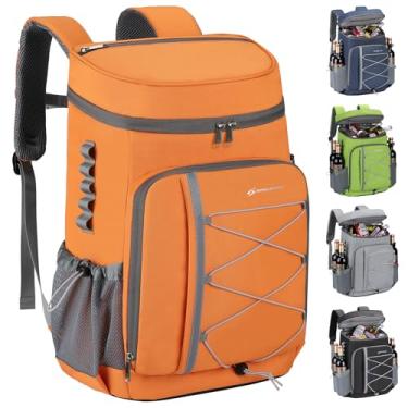 Imagem de Maelstrom Mochila térmica para 50 latas, à prova de vazamento, bolsa térmica térmica térmica, refrigerador de praia, bolsa térmica de gelo, mochila leve de viagem para caminhadas, compras, laranja