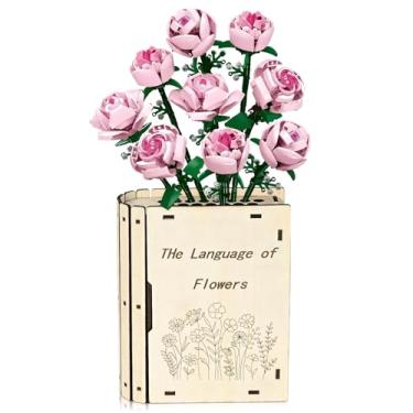 Imagem de Vaso de madeira para flores de Lego – Vaso em forma de livro para Lego Flower Bouquet Building Set-Book Lovers Gifts for Women Teacher – Decoração de casa para estante