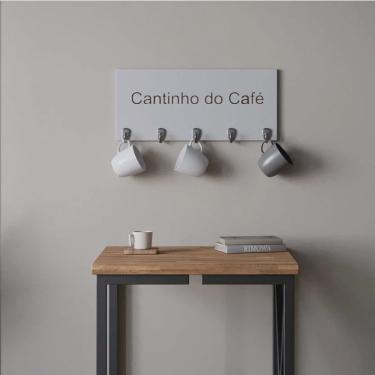 Imagem de Suporte Porta Canecas e Xícaras mdf Branco Cantinho do Café P05D Marrom - Ahazzo Móveis
