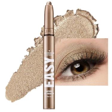 Imagem de Melsintern Sombra cáqui em bastão de maquiagem, lápis de sombra de olhos creme fosco, à prova de vincos altamente pigmentados, bastão clareador de sombra, delineador de giz de cera à prova d'água de