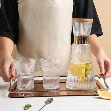 Imagem de Jogo com Jarra 1800ml mais 04 Copos Em Vidro Transparente Para Chá Café Suco