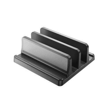 Imagem de EAXBUX Suporte vertical 4 em 1 para laptop, base ajustável de plástico ABS para gerenciamento de desktop, suporte vertical para laptop, economiza espaço para todos os MacBook/Surface/Samsung/HP/Dell