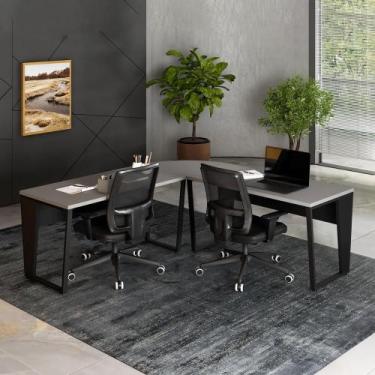Imagem de Mesa em L Escritório 210cm x 210cm Pés Metal F5 Office - F5 Office G, 