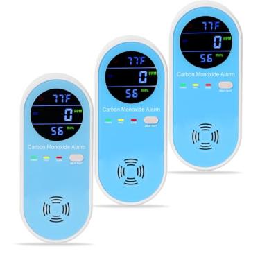 Imagem de Awatin Pacote Com 3 Detectores De Monóxido De Carbono Para Parede - Alarme De Monóxido De Carbono Com Temperatura (°F) E Umidade, Grande Visor Digital Colorido, Detector De Co Para Monitoramento Em