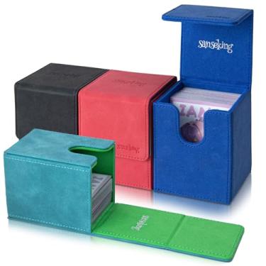 Imagem de Sanseking Magic Card Deck Box para MTG Single Deck Card Box (Bule, Vermelho, Ciano, Preto, Vertical)