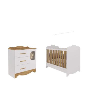 Imagem de Quarto Bebe Moveis Peroba Berço com comoda Clara MDF 