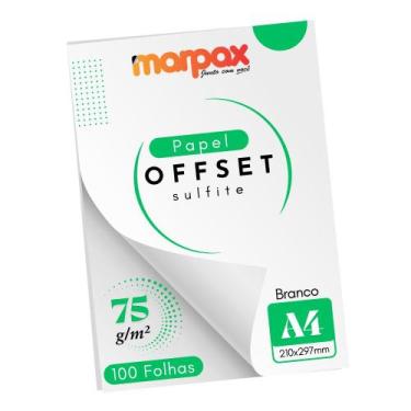 Imagem de Papel Offset 75g A4 210x297mm Branco Marpax 100 fls