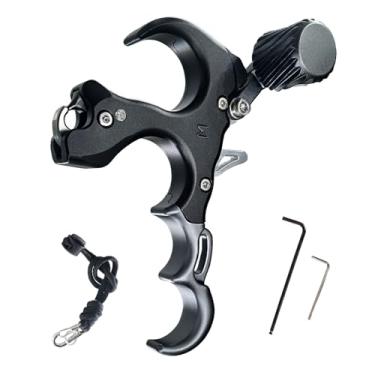 Imagem de xxiaojun Liberador composto de auxílio de arco com alças de pulso e ferramenta de ajuste, auxiliares de liberação de arco e flecha com liberação de 4 polegares ajustáveis, auxiliares de liga de