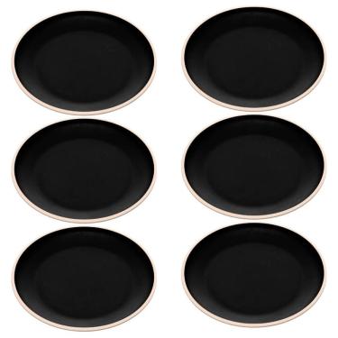 Imagem de Jogo 6 Pratos de Sobremesa 21,5cm de Melamina Class Preto Ra