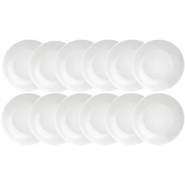 Imagem de Jogo 12 Pratos Fundos Porcelana 21cm Tramontina Leonora Branco Mesa Posta