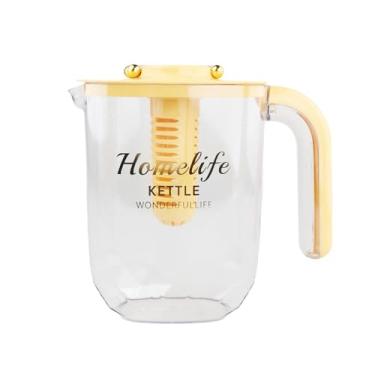 Imagem de WeiLaiKeQi Water Pitcher Water Jug Versátil Servware portátil leve com tampa e lidar com o recipiente de bebida para a geladeira de praia verão, Amarelo