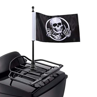 Imagem de Gdcreestar Suporte de mastro de motocicleta com bandeira de caveira punk para Harley Honda Goldwing CB VTX CBR Yamaha - Serve para bagageiro redondo de 1,27 cm