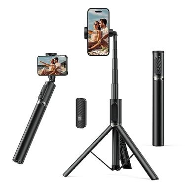 Imagem de ATUMTEK 55" Selfie Stick Tripod, All-in-one Extendable Aluminum Phone Tripod with Rechargeable Bluetooth Remote for iPhone, Samsung, Google, LG, Sony and More, Fitting 4.7-7 inch Smartphones, Black