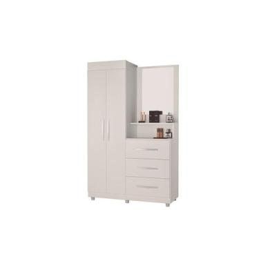 Imagem de Roupeiro Onix Com Espelho 2 portas 3 gavetas Branco Luxo Móveis Primus