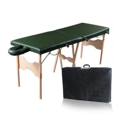 Imagem de Maca Portátil Madeira 200kg + Capa De Proteção - SANTA Fé MACAS, Verde