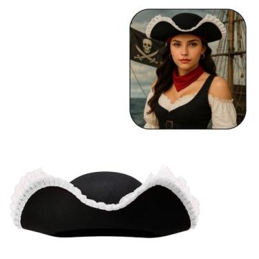 Imagem de Chapéu de Pirata Feminino Branco Adulto - Extra Festas
