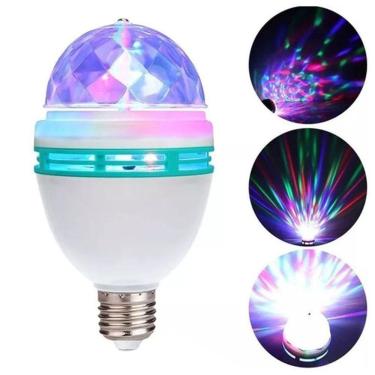 Imagem de Lâmpada Led Giratoria Luzes Coloridas Rgb Festa + Adaptador