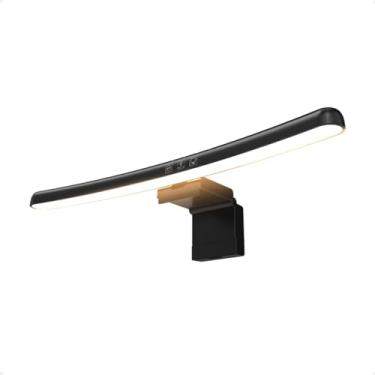 Imagem de Luminária LED Curva para Monitor, 42cm, Controle Touch, Luz Quente e Fria de 3000K a 6500K, Preta, com Cabo USB/Type-C, Ajustável