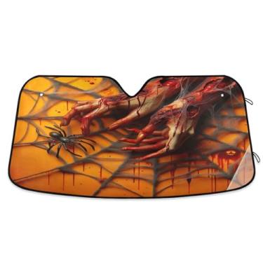 Imagem de Bloody Hands Viseira de para-brisa de teia bloqueia raios UV janela frontal para-sol de carro grande