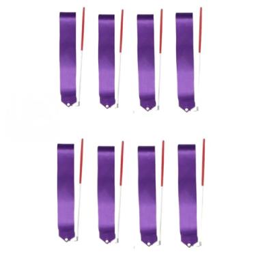 Imagem de 8 peças de varinha dançarina de fita, varinha de fita de ginástica, fitas de dança, fita de ginástica rítmica, fitas de dança, fitas para dança, serpentinas de dança (roxo-A)