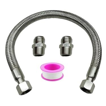 Imagem de KWEOTUGO Mangueira jumper compressor de grau industrial 1/5.1 cm NPT macho 50.8 cm comprimento 398.9 °C e 450 PSI ambos os lados acessórios giram livremente flexível corpo inteiro mangueira de metal