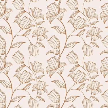 Imagem de Papel De Parede 10m Adesivo Bege Flores Nude Marrom Floral
