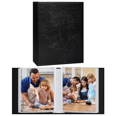 Imagem de Vienrose Álbum De Fotos Pequeno, Pacote Com 2, Capa Couro Vegano, Cada Um 50 Bolsos, Comporta 100 Verticais 4×6, Para Família, Casamento, Bebê, Aniversário (Preto)