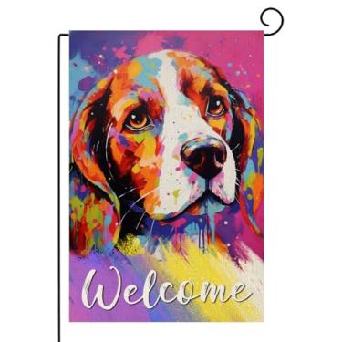 Imagem de TopPacific Beagle Welcome Garden Flag Dogs Paw Prints Spring Yard Flag Pet Lovers Gift 30 x 45 cm dupla face animais de estimação bem-vindo pessoas toleradas sinal de jarda de serapilheira (10004)