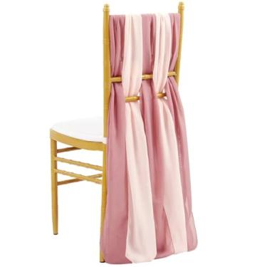 Imagem de 12 peças de faixas de cadeira de chiffon, decoração de casamento, 30x270 cm, caminho de mesa para festa, banquete, evento, chá de bebê, decoração de feriado, rosa empoeirado, 12 peças