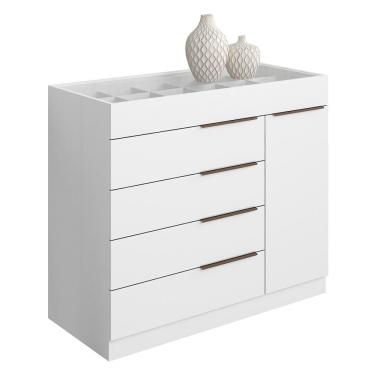 Imagem de Cômoda Sevilha 1 Porta E 5 Gavetas Com Porta Joias Branco - Aramóveis Branco