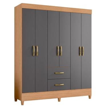 Imagem de Guarda Roupa Mobi 6 Portas E 2 Gavetas Freijó-titanium - Móveis Albatroz Freijó-titanium