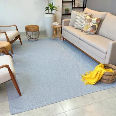Imagem de Tapete Antiderrapante Retangular Moderno, 300x250 cm, Sintético, para Sala de Estar e Quarto (Azul Mesclado)