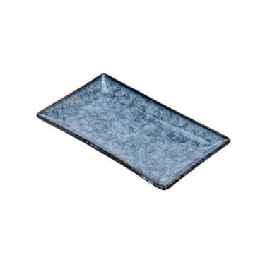 Imagem de Prato de sushi sashimi de cerâmica com tira irregular criativa estilo japonês - prato quadrado de 21,6 cm - cinza mármore