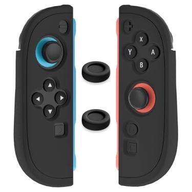 Imagem de RHOTALL Protective Case for Nintendo Switch 2 joycon Controllers, Soft Anti-Slip Ergonomics Silicone Protective Shell Cover Compatible with Switch 2 joycon Skin with 2 Thumb Grips - Black