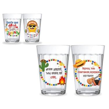 Imagem de Jogo 2 Copos Americanos de Vidro Personalizado 190ml Temático Festa Junina Típica São João Comida Caipira Quadrilha Arraia Presente Estampa Moderna Frase Engraçada (“Hoje vou beber até cair...”)