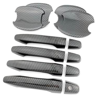 Imagem de Dakitita Compatível com Honda Civic 2012 2013 2014 2015 Capa de maçaneta externa e tampa de tigela de porta ABS fibra de carbono cor decoração (sem orifícios de entrada inteligentes)