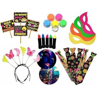 Imagem de Kit Festa Neon Adereços Balada Brilham Na Luz Negra