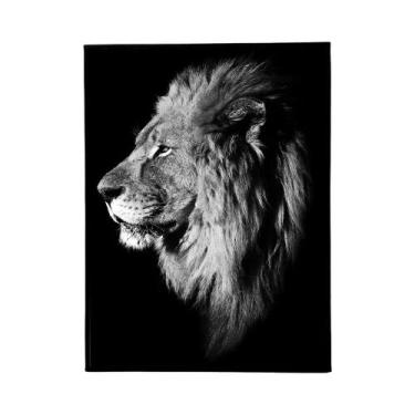Imagem de Preto Branco Rei Leão Animal Cartaz Auto-adesivo À Prova Dwaterproof Á