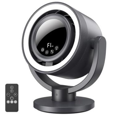 Imagem de Maoligo Ventilador de mesa com luz noturna para quarto, circulador de ar de mesa para escritório com 4 velocidades, inclinação de 90°, oscilação de 180°, ventilador de mesa ultra silencioso para uso