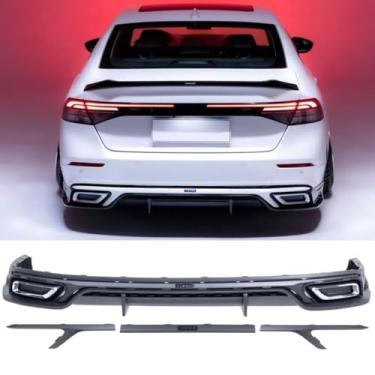 Imagem de Difusor de para-choque dianteiro compatível com Accord 11ª geração 2023 kit de carroceria grade frontal acessórios de carro lábio traseiro (borda frontal preta)